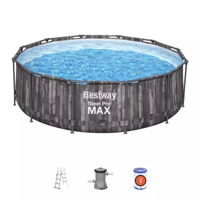 Каркасный бассейн Steel Pro Max 427х107см, 13030л, фил.-насос 3028л/ч, лестница, тент, Bestway, 5614Z BW фото 2